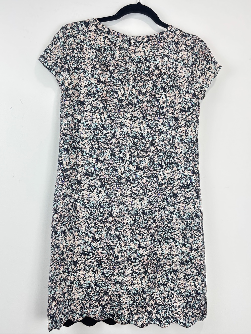 Club Monaco Silk Wool Blend Shift Dress Mini 00 Black Multicolor Textured Print - Picture 5 of 12